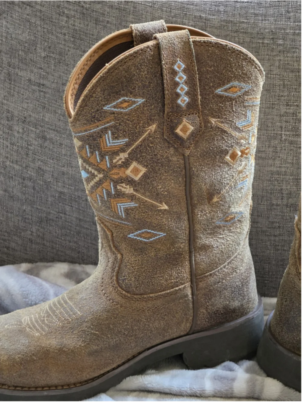 Rank 45 Xero Gravity Aquinnah Western Performance Boots Suede Square Toe Size 7B